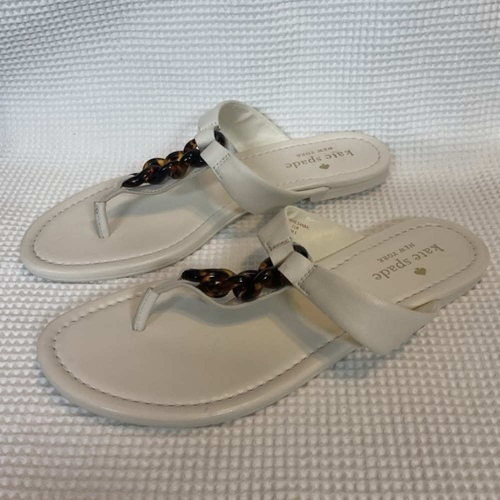 Kate Spade New York Irene Flat Tortoise Chain Thong Sandals Women 8B Vietnam